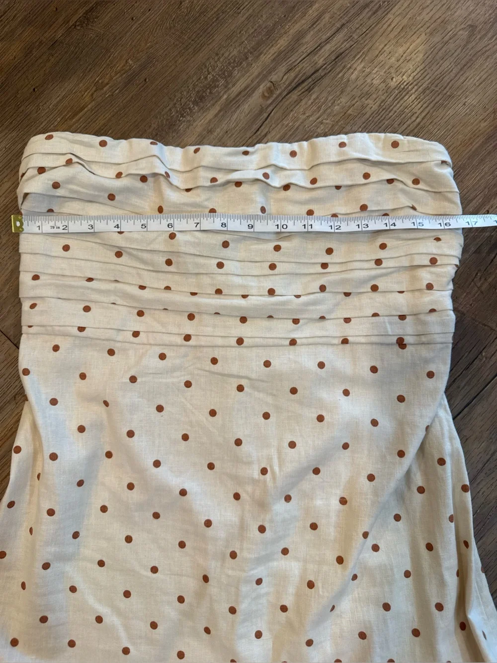 Abercrombie & Fitch Emerson Strapless Linen Midi Polka Dot Dress Sz XL